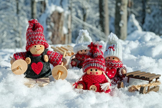 Toy figures in the snow